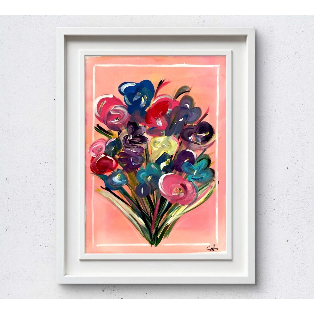 WS original mother's day bouquet hand painted 12X16 canvas modern fine art